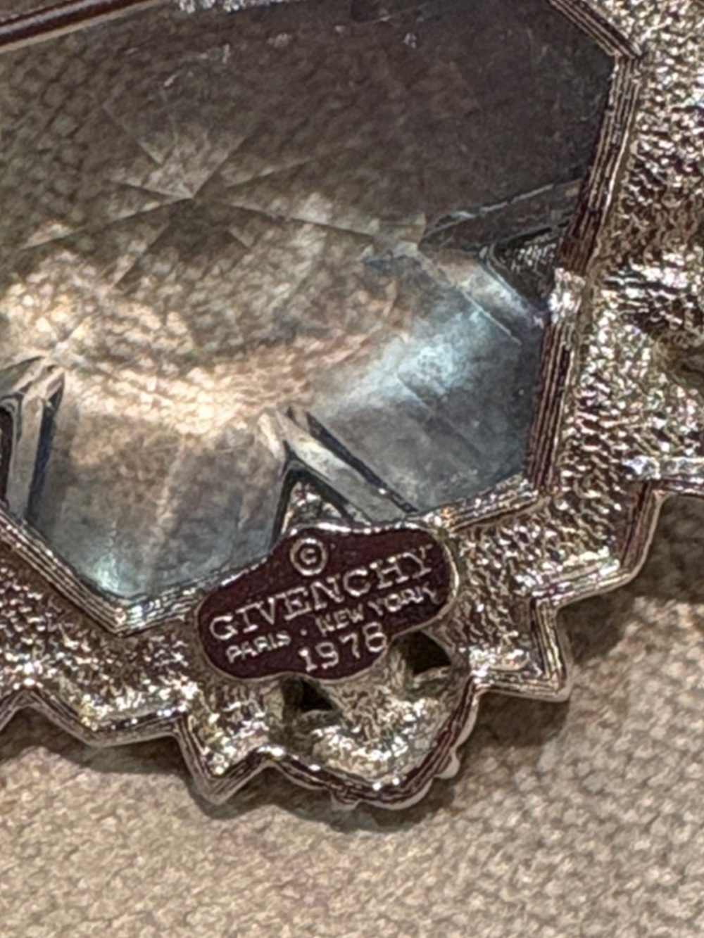 Givenchy Vintage 1978 Light Blue and Clear Crystal Floral Brooch Rare  Runway - Picture 2 of 8